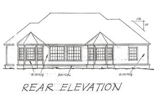 Exterior - Rear Elevation for Traditional House Plan #20-115 - 3 bed, 2 bath