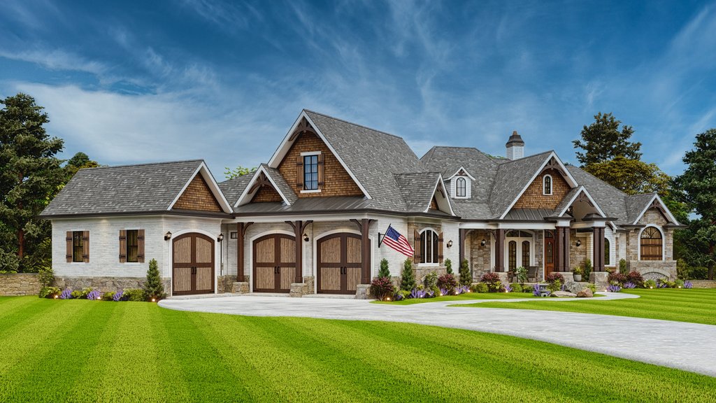 Exterior - Front Elevation 8 for Craftsman House Plan #54-729 - 4 bed, 4 bath