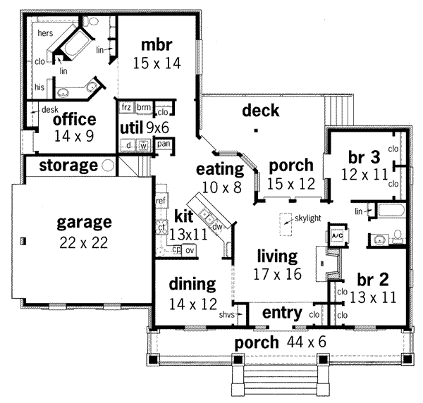 House Plan Design - Southern Floor Plan - Main Floor Plan #45-134