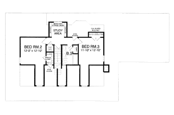 Floor Plan - Upper Floor for Country House Plan #40-408 - 3 bed, 3 bath