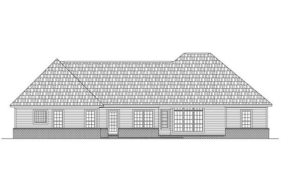 Exterior - Rear Elevation for Ranch House Plan #21-240 - 3 bed, 2.5 bath