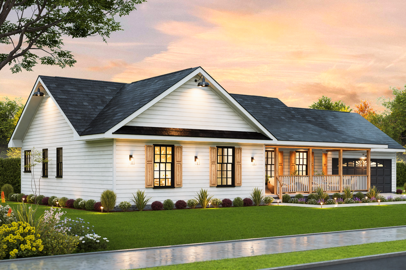 Home Plan - Exterior - Front Elevation 4 for Ranch House Plan #54-652 - 3 bed, 2 bath