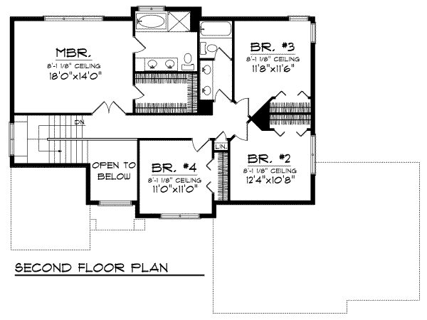 Home Plan - Traditional Floor Plan - Upper Floor Plan #70-705