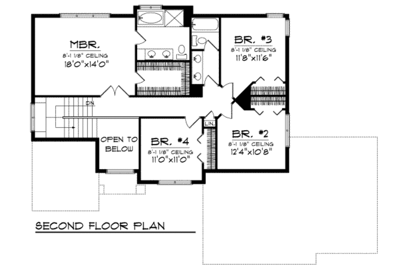 Home Plan - Traditional Floor Plan - Upper Floor Plan #70-705