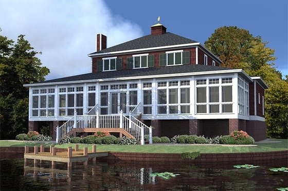 Exterior - Rear Elevation for Cabin House Plan #63-303 - 5 bed, 3.5 bath
