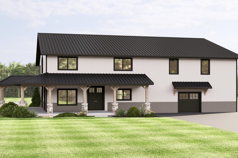 House Blueprint - Barndominium Exterior - Front Elevation Plan #1064-422