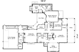 Floor Plan - Main Floor for Southern House Plan #135-120 - 4 bed, 5.5 bath