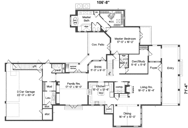Southern Floor Plan - Main Floor Plan #135-120