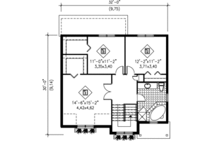 Floor Plan - Upper Floor for European House Plan #25-239 - 3 bed, 1.5 bath
