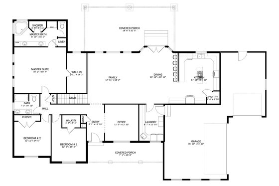 Floor Plan - Main Floor for Ranch House Plan #1060-170 - 3 bed, 2 bath