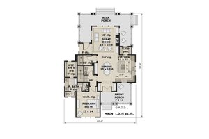 Floor Plan - Main Floor for Farmhouse House Plan #51-1269 - 3 bed, 3.5 bath