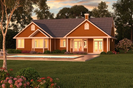 Exterior - Rear Elevation 4 for Ranch House Plan #18-1057 - 3 bed, 2 bath