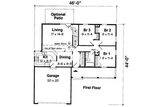 Floor Plan - Main Floor for Country House Plan #312-546 - 4 bed, 2 bath