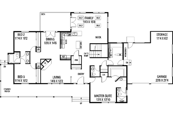 Floor Plan - Main Floor for Ranch House Plan #60-143 - 3 bed, 2.5 bath