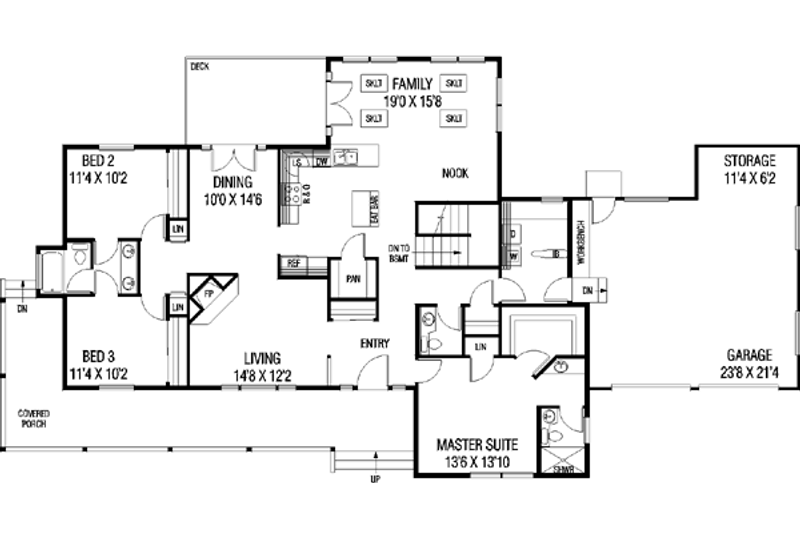 Home Plan - Floor Plan - Main Floor for Ranch House Plan #60-143 - 3 bed, 2.5 bath