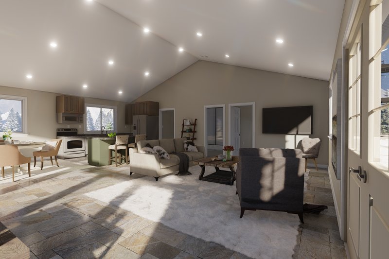 House Design - Interior - Family Room for Barndominium House Plan #1060-95 - 2 bed, 2 bath