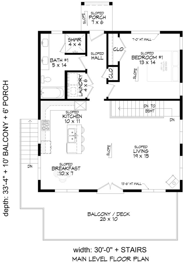 Contemporary Floor Plan - Main Floor Plan #932-1021