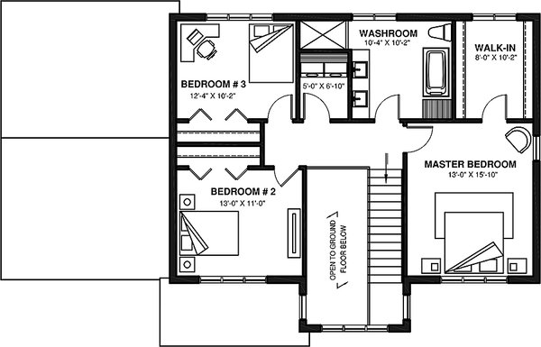 House Blueprint - Country Floor Plan - Upper Floor Plan #23-2801