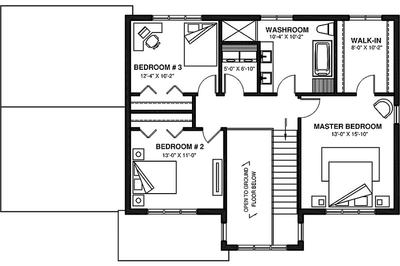 Architectural House Design - Floor Plan - Upper Floor for Country House Plan #23-2801 - 3 bed, 1.5 bath