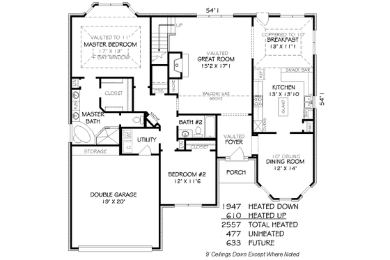Floor Plan - Main Floor for Traditional House Plan #424-149 - 3 bed, 3 bath