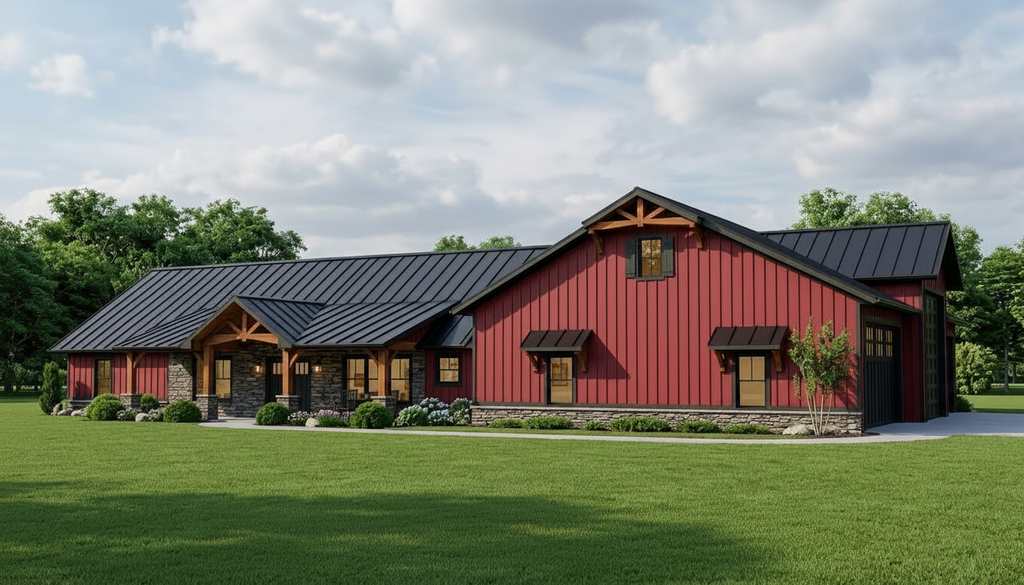 Exterior - Front Elevation 2 for Barndominium House Plan #1064-106 - 3 bed, 2.5 bath