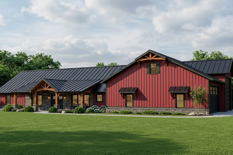 House Design - Exterior - Front Elevation 2 for Barndominium House Plan #1064-106 - 3 bed, 2.5 bath