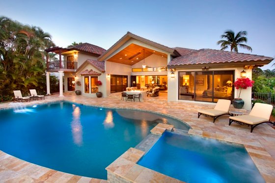 Exterior - Rear Elevation for Mediterranean House Plan #548-2 - 4 bed, 4.5 bath