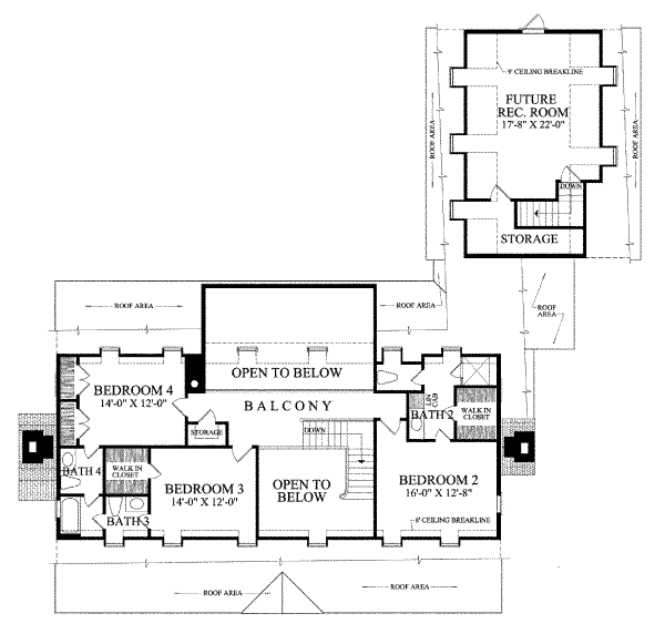 Architectural House Design - Colonial Floor Plan - Upper Floor Plan #137-177