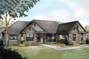 Ranch Exterior - Front Elevation Plan #124-887