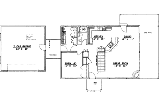 Floor Plan - Main Floor for Traditional House Plan #117-184 - 3 bed, 2 bath