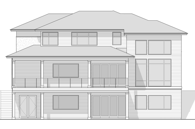 Home Plan - Exterior - Rear Elevation 1 for Prairie House Plan #1114-75 - 3 bed, 2.5 bath