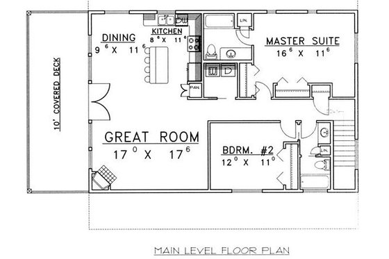 Floor Plan - Main Floor for Traditional House Plan #117-535 - 2 bed, 3 bath