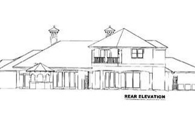 House Blueprint - Exterior - Rear Elevation 1 for Mediterranean House Plan #27-203 - 5 bed, 5.5 bath