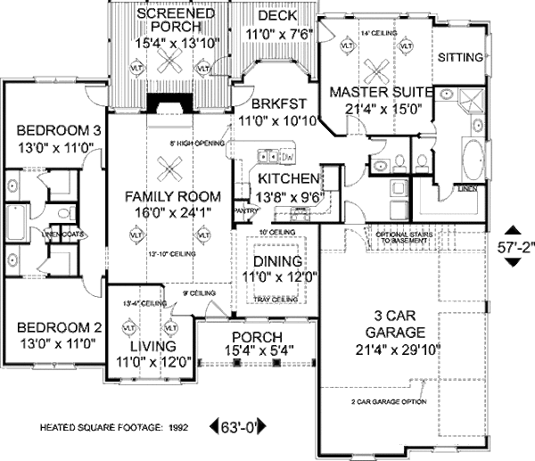 House Plan Design - Southern Floor Plan - Main Floor Plan #56-564