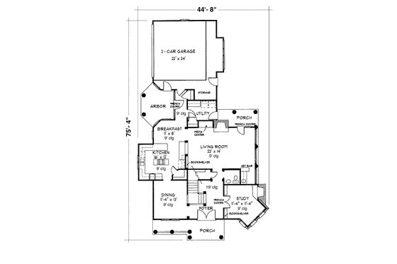 Floor Plan - Main Floor for Bungalow House Plan #410-236 - 3 bed, 2.5 bath