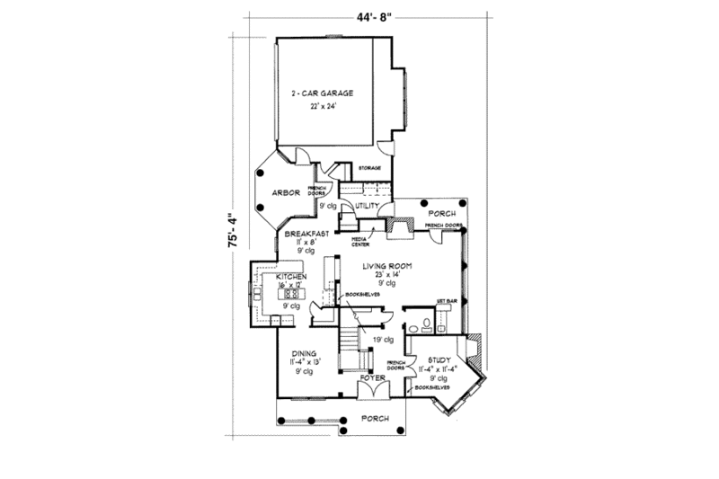 Home Plan - Floor Plan - Main Floor for Bungalow House Plan #410-236 - 3 bed, 2.5 bath