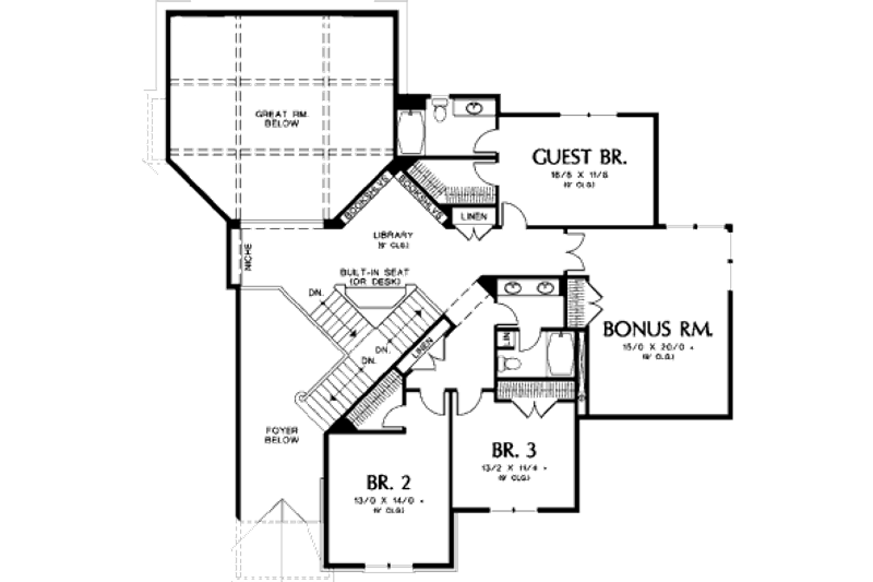 Architectural House Design - Floor Plan - Upper Floor for European House Plan #48-359 - 4 bed, 4 bath
