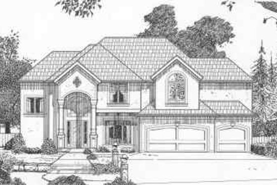 Exterior - Front Elevation for Traditional House Plan #6-141 - 4 bed, 3.5 bath