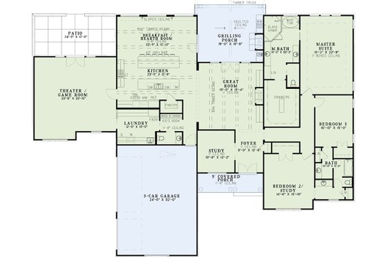 Floor Plan - Main Floor for European House Plan #17-2532 - 3 bed, 2.5 bath