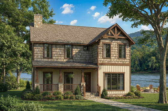 Exterior - Front Elevation for Country House Plan #17-2218 - 3 bed, 2 bath