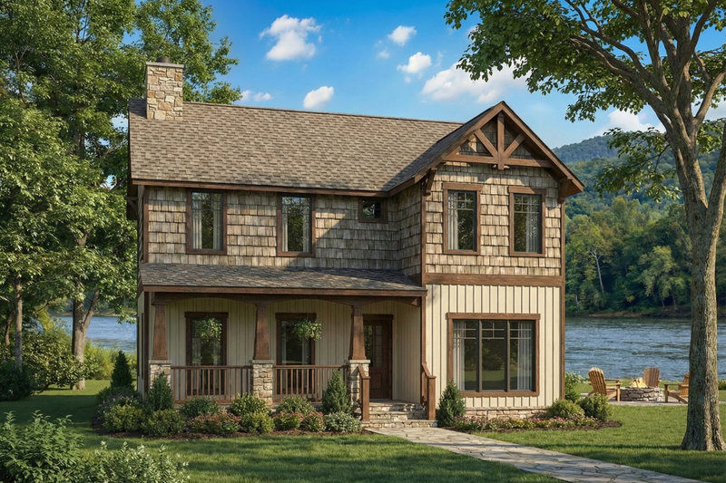 Country Style House Plan - 3 Beds 2 Baths 1559 Sq/Ft Plan #17-2218 Exterior