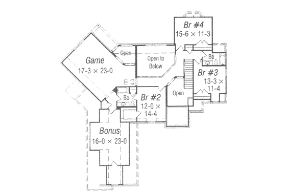 Floor Plan - Upper Floor for European House Plan #329-152 - 4 bed, 3.5 bath