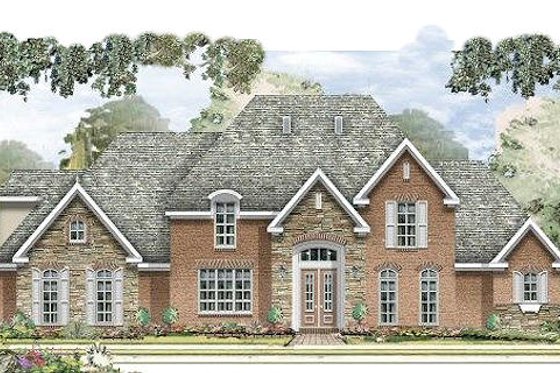 Exterior - Front Elevation for European House Plan #424-214 - 5 bed, 4 bath