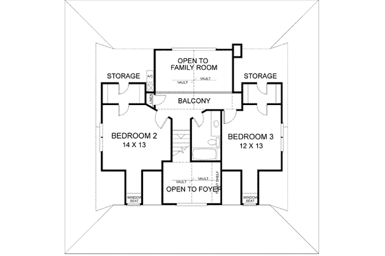 Floor Plan - Upper Floor for Farmhouse House Plan #56-175 - 3 bed, 2.5 bath
