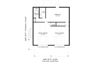Floor Plan - Main Floor for Contemporary House Plan #932-1176 - 1 bed, 2 bath