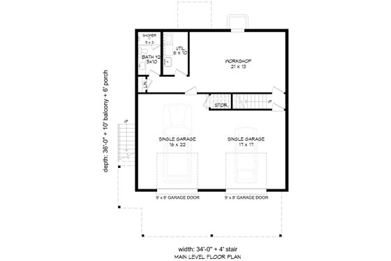 Floor Plan - Main Floor for Contemporary House Plan #932-1176 - 1 bed, 2 bath
