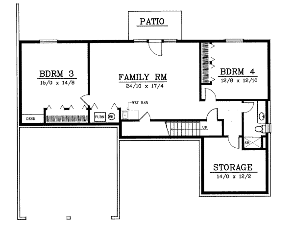 Ranch Floor Plan - Lower Floor Plan #93-106