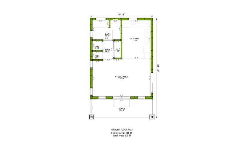House Blueprint - Floor Plan - Main Floor for Craftsman House Plan #1106-113, 1 bath
