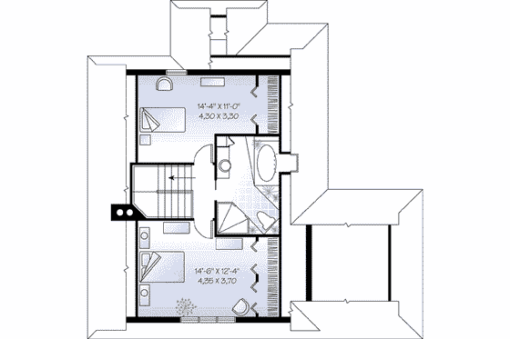 Floor Plan - Upper Floor for Farmhouse House Plan #23-525 - 2 bed, 1.5 bath
