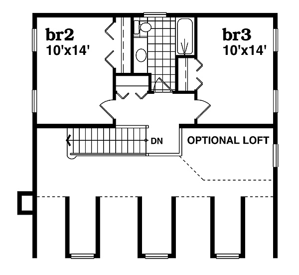 Southern Floor Plan - Upper Floor Plan #47-347